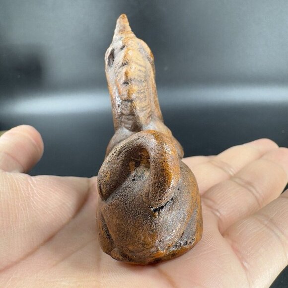 Vintage Mid Century Pottery Unicorn Horse Figurine Small Figure Brown Glazed VTG - Picture 7 of 10